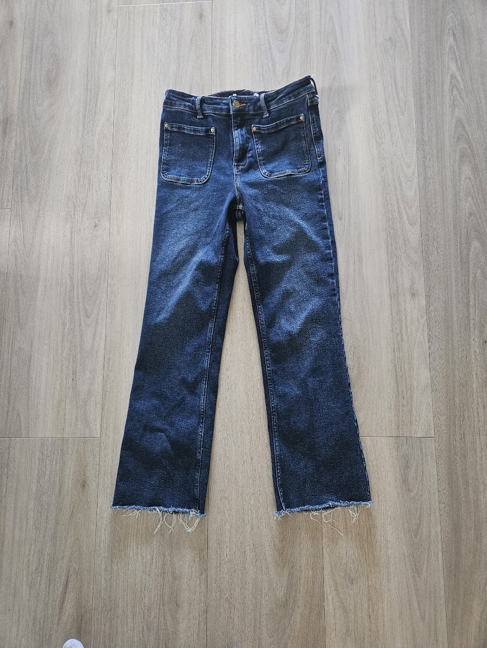 Zara Dark Blue Cropped Ankle Jeans 27 - Picture 2 of 6